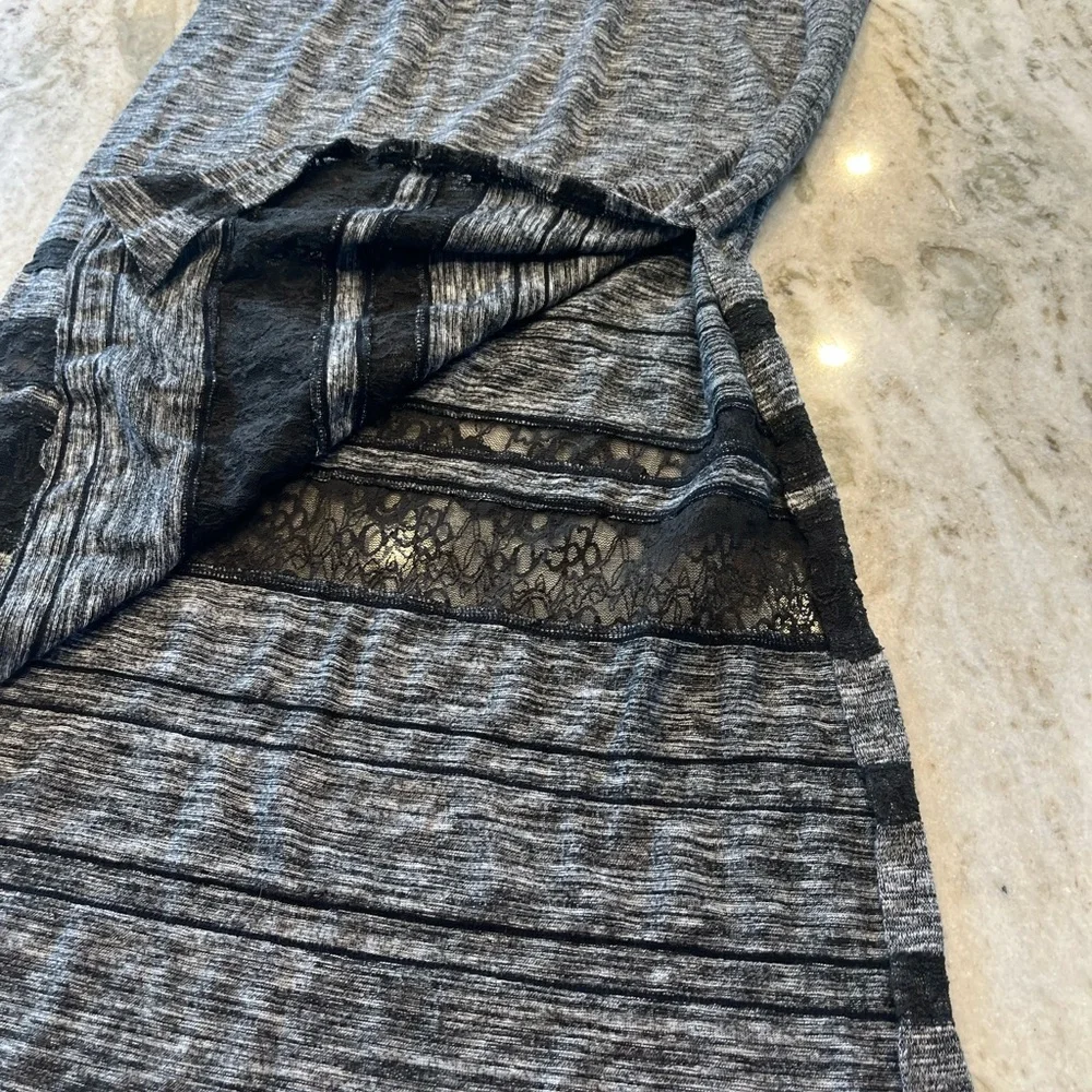 Free People Hazy Daze Grey With Black Lace Maxi Dress Size‎ S/P